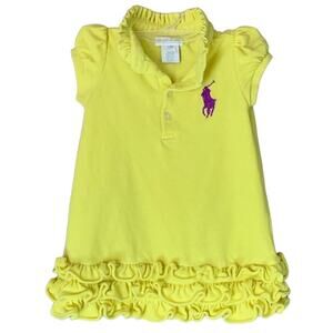 Ralph Lauren Cap Sleeve Ruffle Polo Dress Yellow Size 12m 12 months